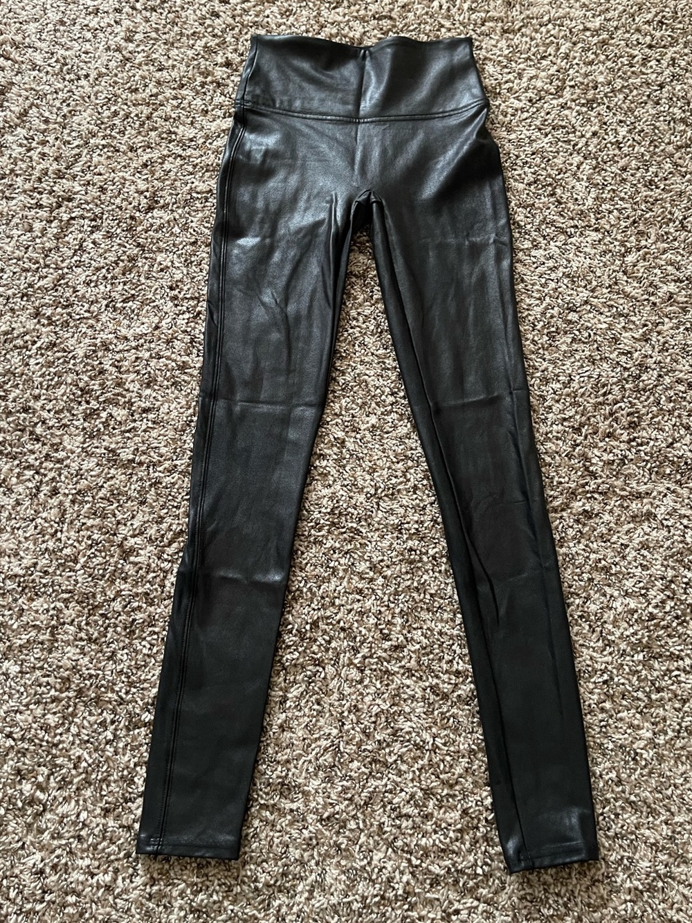 Spanx Faux Leather‎ Leggings Black Womens Size Small High Waisted Slimming